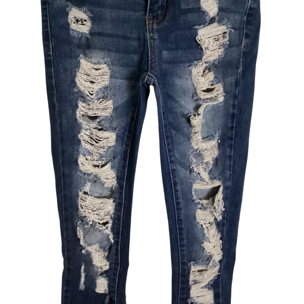 Rue21 Size 0 High Rise Dark Blue Distressed Ankle Jeggings - Picture 2 of 11